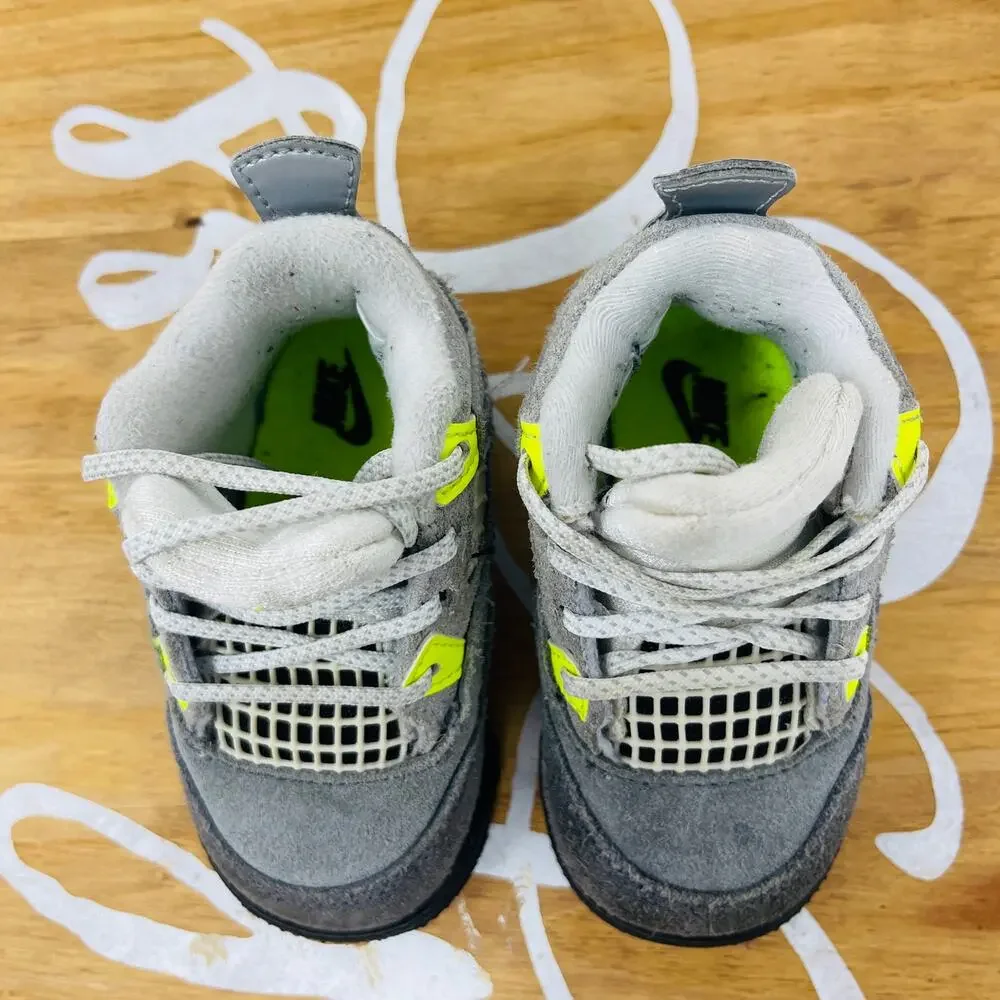 Nike Kids‎ Air Jordan 4 Retro SE 'Neon 95' CT5345-007 Suede Gray Size 4C Toddler